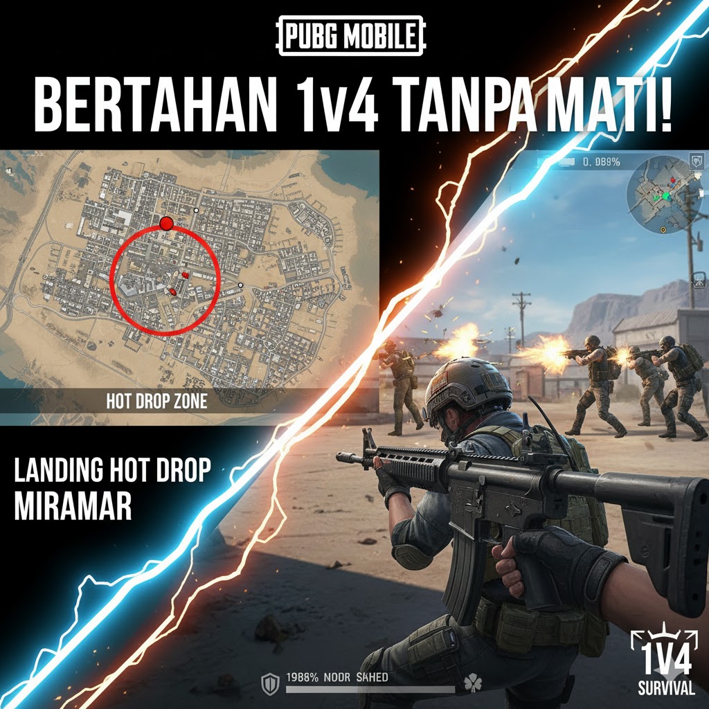 Landing Hot Drop Miramar PUBG Mobile: Bertahan 1v4 Tanpa Mati!