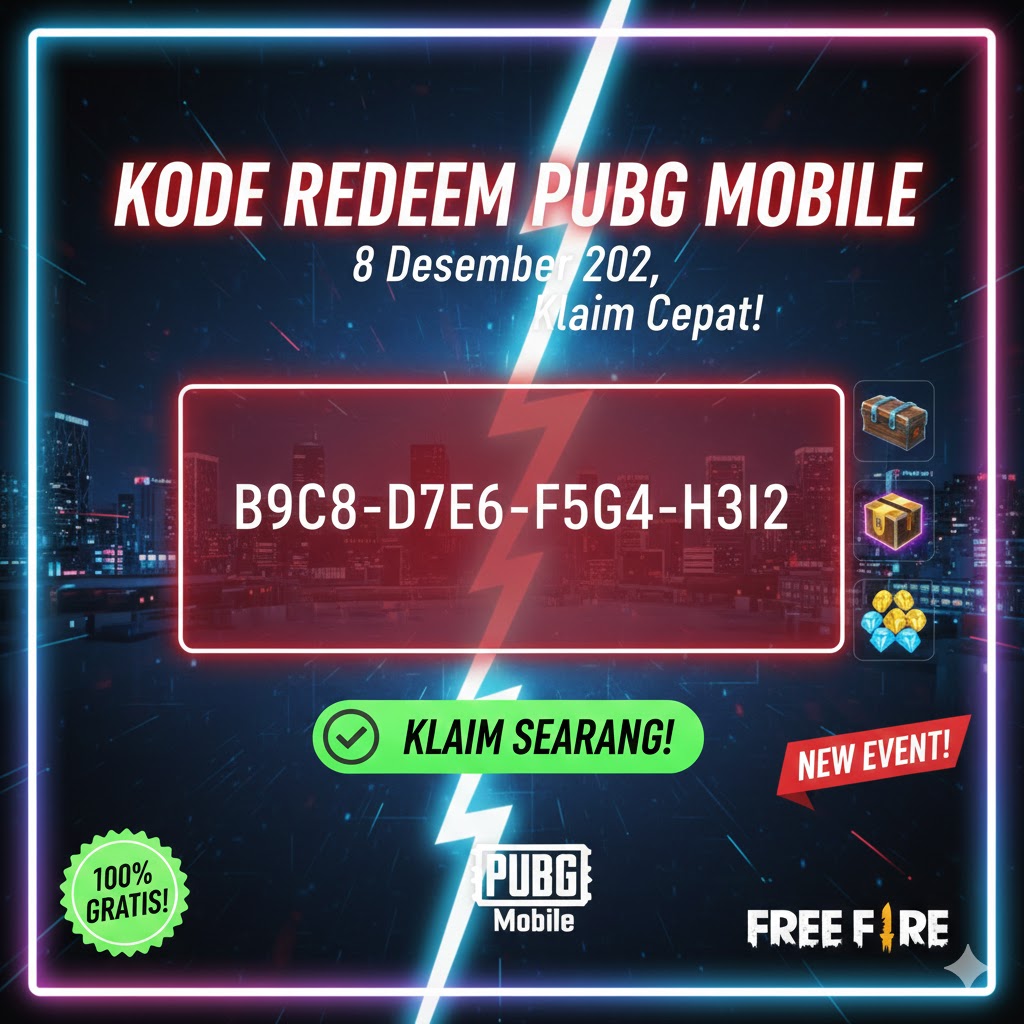Kode Redeem PUBG Mobile Hari Ini 8 Desember 2025, Klaim Cepat!