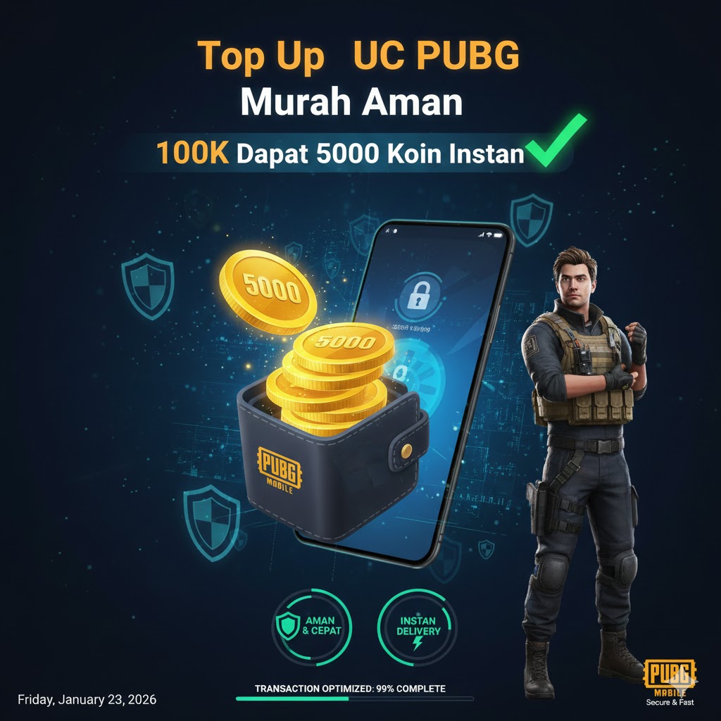 Top Up UC PUBG Murah Aman: 100K Dapat 5000 Koin Instan 2026 – Tanpa Scam!